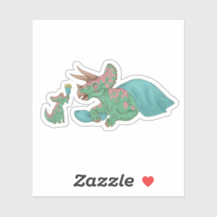 Mutter und Baby Triceratops Aufkleber