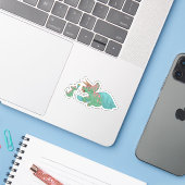 Mutter und Baby Triceratops Aufkleber (Laptop mit iPhone)