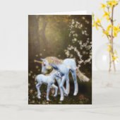 Mutter und Baby Unicorn Karte (Gelbe Blume)