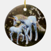Mutter und Baby Unicorn Keramikornament (Hinten)