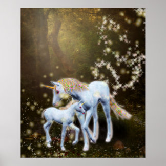 Mutter und Baby Unicorn Poster