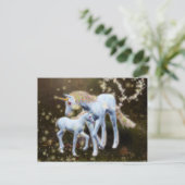 Mutter und Baby Unicorn Postkarte (Stehend Vorderseite)