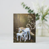 Mutter und Baby Unicorn Postkarte (Stehend Vorderseite)