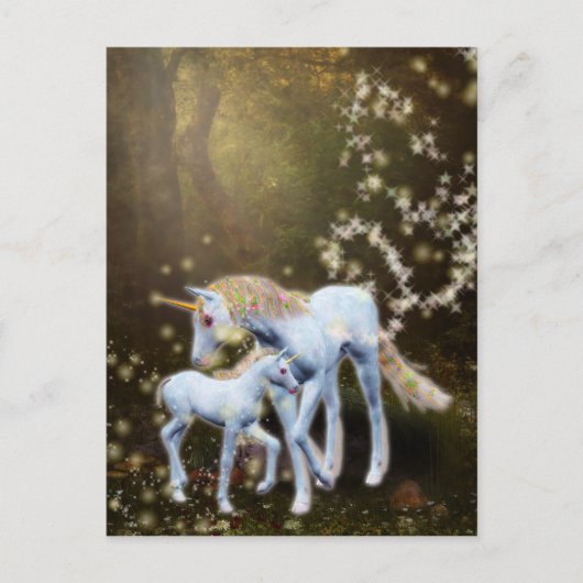 Mutter und Baby Unicorn Postkarte (Vorderseite)