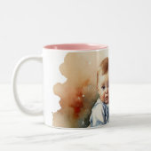 Mutter und Baby Wasserfarbe Kunst Zweifarbige Tasse (Links)