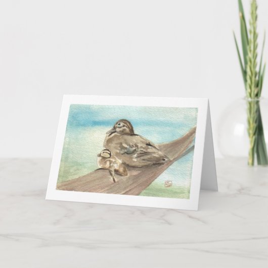 Mutter und Baby Wood Duck Notecard Karte (Vorderseite)