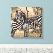 Mutter und Baby Zebra Canvas Print Leinwanddruck (Insitu (Holzboden))