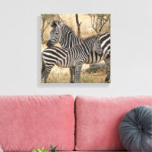 Mutter und Baby Zebra Canvas Print Leinwanddruck (Insitu (Wohnzimmer))
