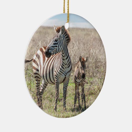 Mutter und Baby Zebra Keramik Ornament (Rechts)