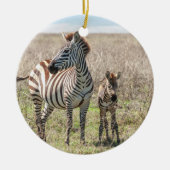 Mutter und Baby Zebra Keramik Ornament (Vorne)