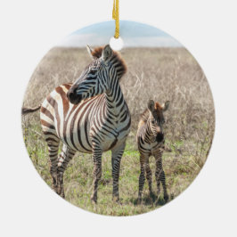 Mutter und Baby Zebra Keramik Ornament