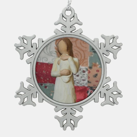 Mutter-und Baby-Zinn-Schneeflocke-Verzierung Schneeflocken Zinn-Ornament (Vorderseite)