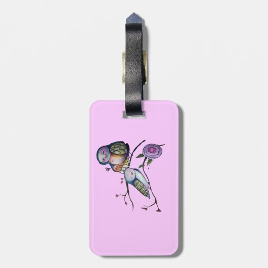 Mutter- und Babyeule auf einem Baumast Gepäckanhänger (Rückseite vertikal)