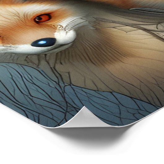 Mutter- und Babyfüchse Poster (Ecke)