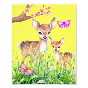 Mutter und Babyhirsch Fotodruck