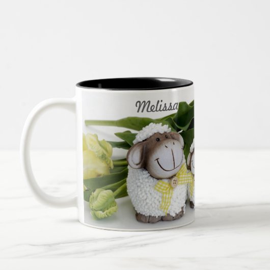 MUTTER- UND DAUGHERSCHAFE OSTERE ZWEIFARBIGE TASSE (Links)