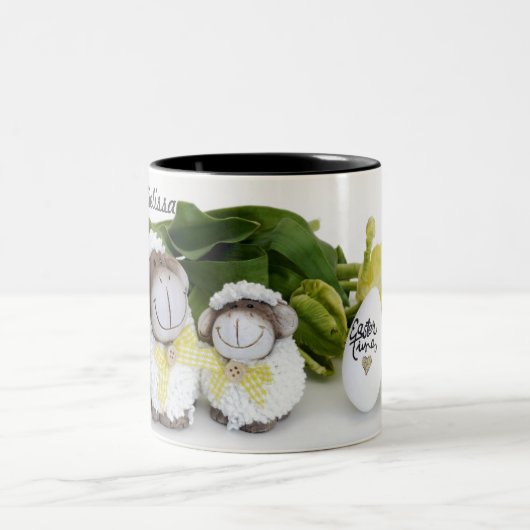 MUTTER- UND DAUGHERSCHAFE OSTERE ZWEIFARBIGE TASSE (Mittel)