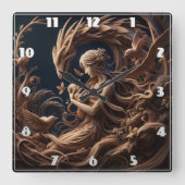 Mutter und Drachenmuffe im Whimsikwald Quadratische Wanduhr (Vorderseite)