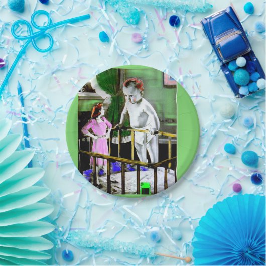 Mutter und ihr Riesenbaby der 40er Jahre Pappteller (Party)