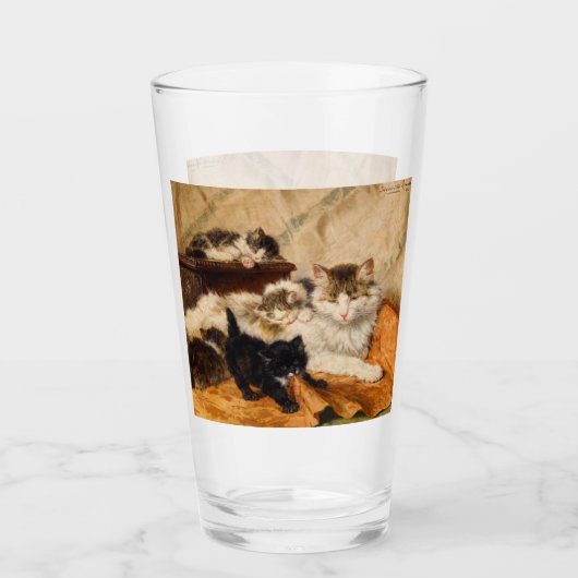 Mutter und ihre Kätzchen Glas (Vorderseite)