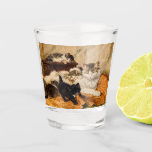 Mutter und ihre Kätzchen Schnapsglas