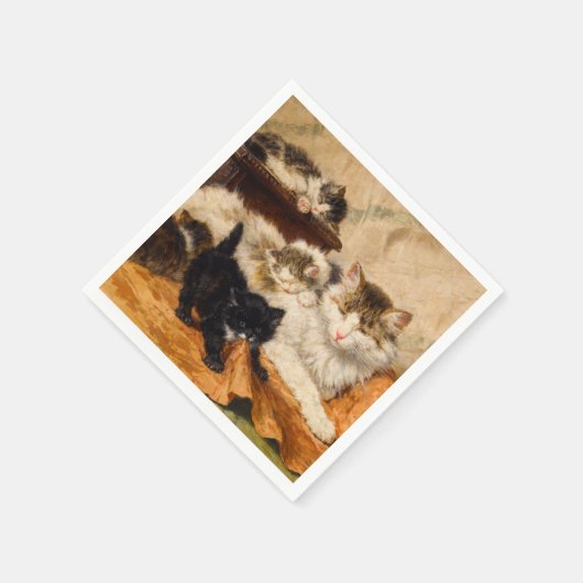 Mutter und ihre Kätzchen Serviette (Ecke)