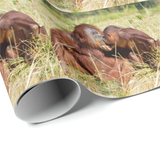 Mütter und junge Orang-Utans (Pongo pygmaeus) Geschenkpapier (Rolleneckpunkt)