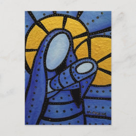 Mutter und Kind Abstraktes Blau Postkarte