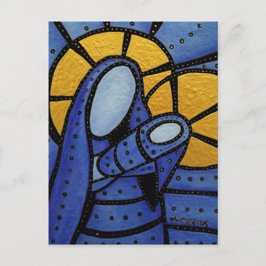 Mutter und Kind Abstraktes Blau Postkarte (Vorderseite)