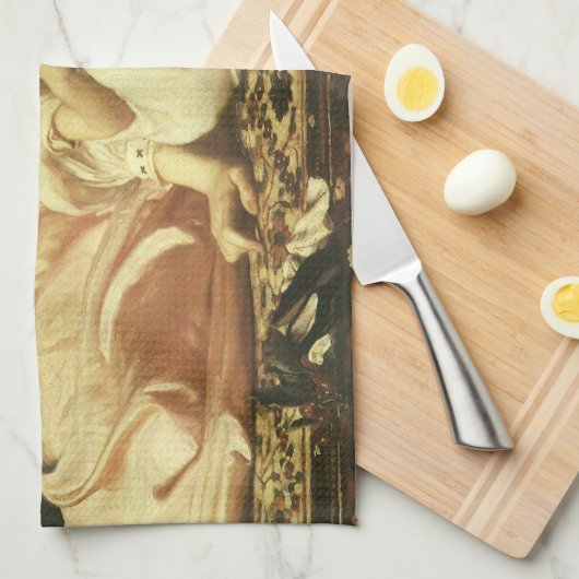 Mutter und Kind (alias Cherries) von Lord Leighton Geschirrtuch (Viertel Falte)