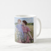 Mutter und Kind am Fluss Mit wilden Rose Kaffeetasse (VorderseiteRechts)
