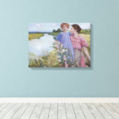 Mutter und Kind am Fluss Mit wilden Rose Leinwanddruck (Insitu (Holzboden))