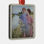 Mutter und Kind am Fluss Mit wilden Rose Ornament Aus Metall (Rechts)