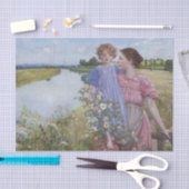 Mutter und Kind am Fluss mit wilden Rose Seidenpapier (Handwerk)