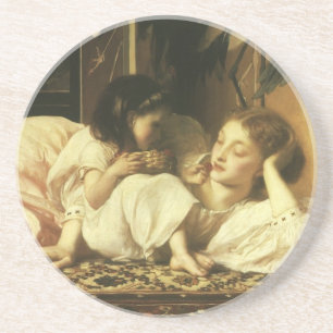 Mutter und Kind (auch Kirschen) von Lord Leighton Sandstein Untersetzer