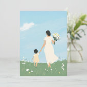 Mutter und Kind auf einer blühenden Wiese Einladung (Stehend Vorderseite)