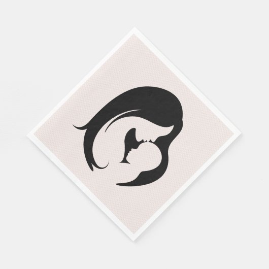 Mutter und Kind auf rosa Herzen Serviette (Ecke)