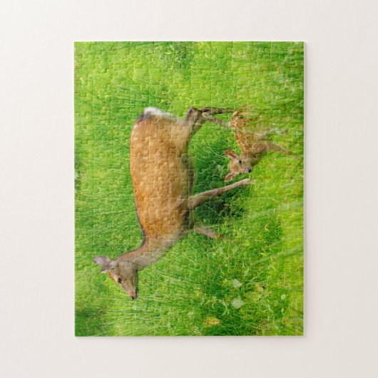 Mutter und Kind - Brachhirsche mit jungen Puzzle (Vertikal)