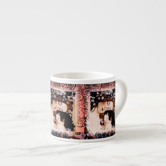 Mutter und Kind durch Collage Gustav Klimt Espressotasse (Vorderseite Rechts)