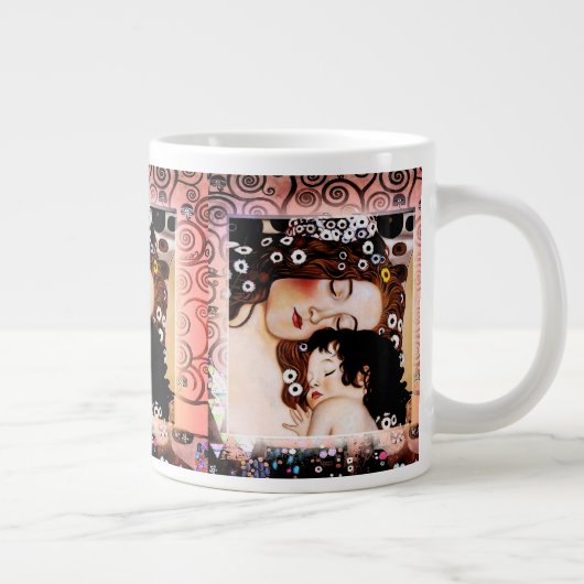 Mutter und Kind durch Collage Gustav Klimt Jumbo-Tasse (Rechts)