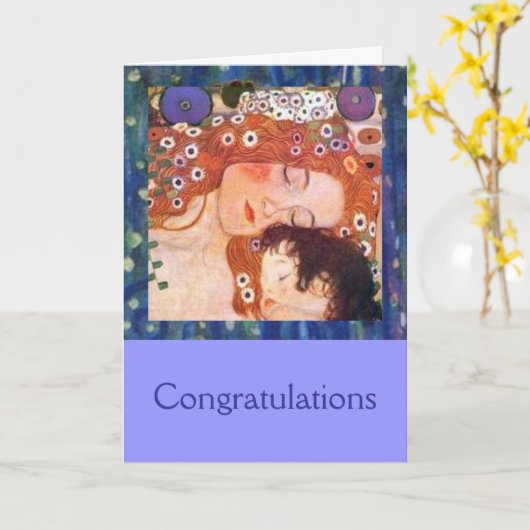 Mutter und Kind durch Klimt Karte (Gelbe Blume)