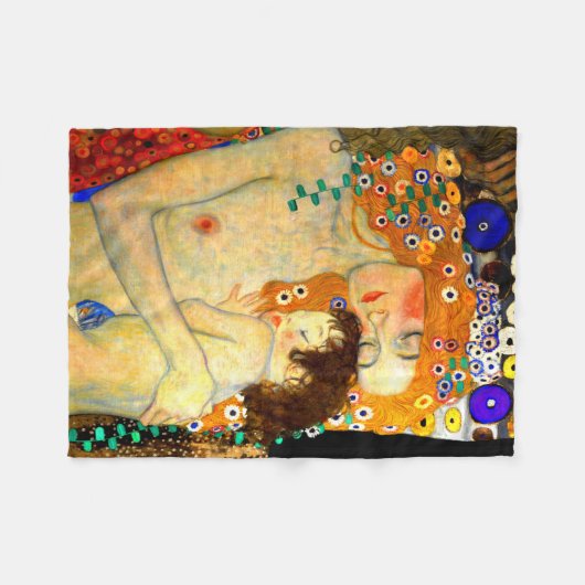 Mutter und Kind durch Kunst Nouveau Gustav Klimt Fleecedecke (Vorderseite (Horizontal))