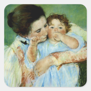 Mutter und Kind durch Mary Cassat Quadratischer Aufkleber