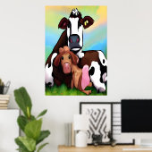 Mutter und Kind einer Kuh | AI Art Poster (Heimbüro)