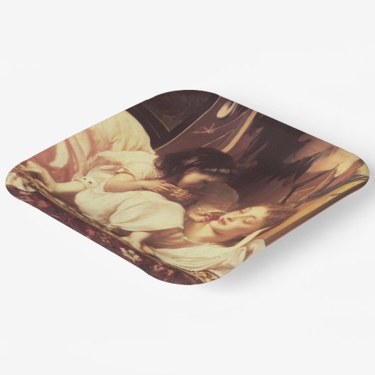 Mutter und Kind (Frau und Tochter) Pappteller (Gewinkelt)