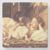 Mutter und Kind (Frau und Tochter) Steinuntersetzer (Vorderseite)