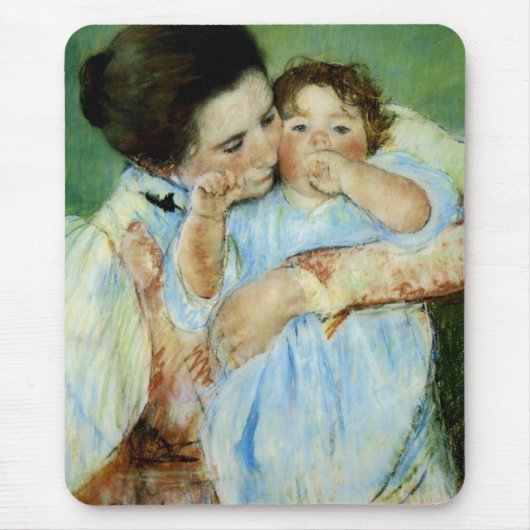 Mutter und Kind gegen einen grünen Hintergrund Mousepad (Vorne)