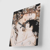 Mutter und Kind Gustave Klimt Quadratische Wanduhr (Winkel)