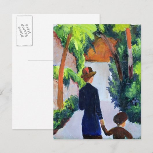 Mutter und Kind im Park, 1914 Postkarte (Vorne/Hinten)