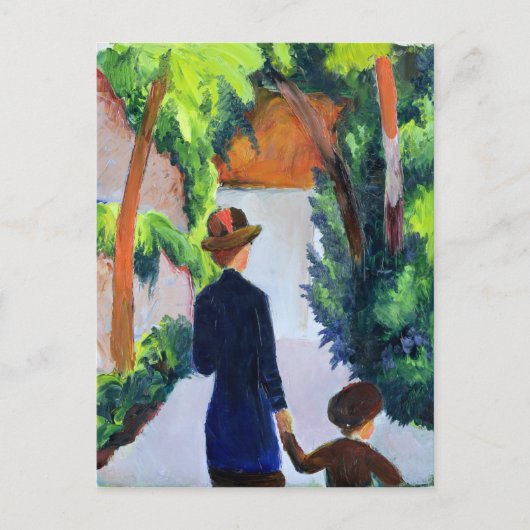 Mutter und Kind im Park, 1914 Postkarte (Vorderseite)